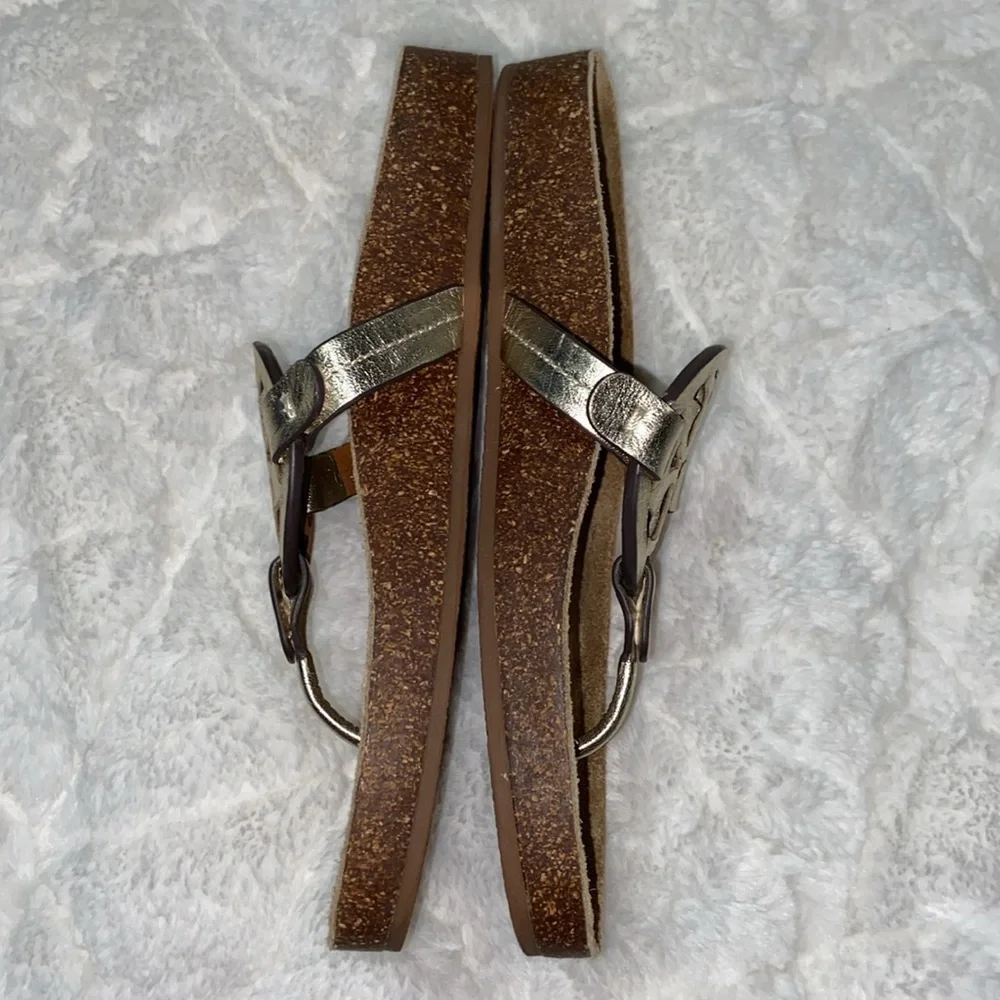 EUC Tory Burch Miller Cloud metallic goat leather cork Sandals